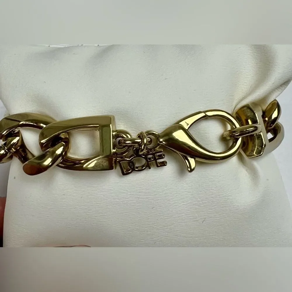 DOPE Gold Chain-Link Bracelet with Bold Logo